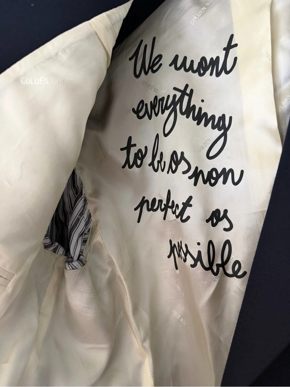 Golden Goose Navy Double-Breasted Sport Coat with Gold Buttons